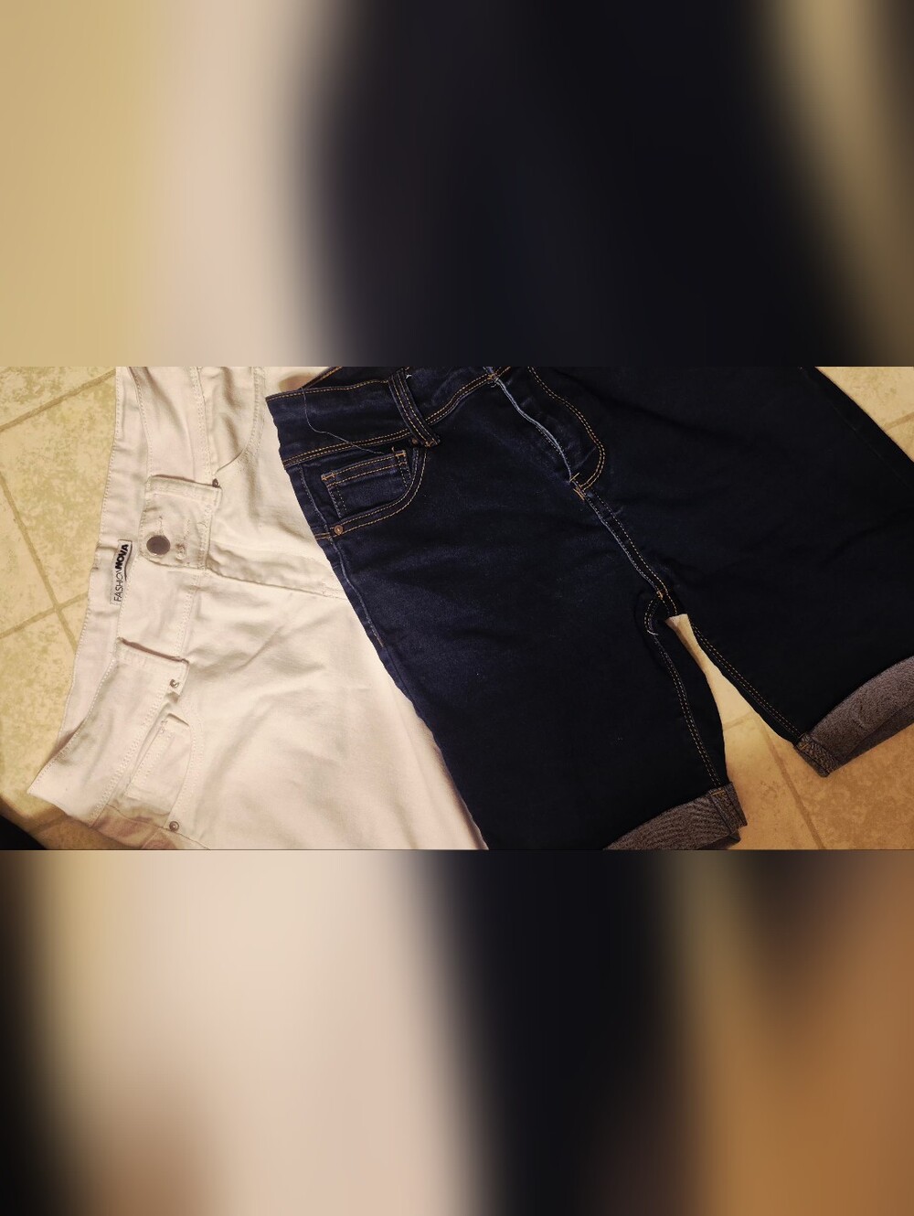 2 Pair , White & Blue DEMIN shorts
